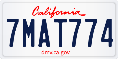 CA license plate 7MAT774