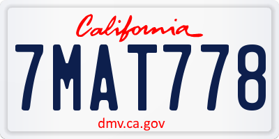 CA license plate 7MAT778