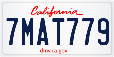 CA license plate 7MAT779