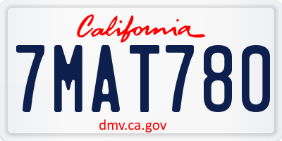 CA license plate 7MAT780