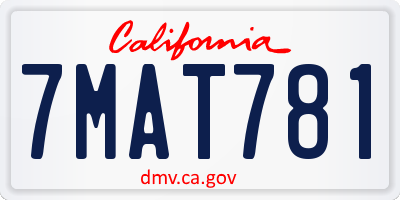 CA license plate 7MAT781