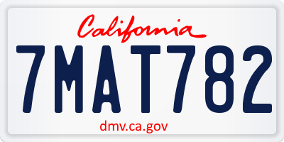 CA license plate 7MAT782