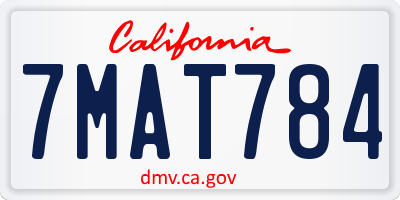 CA license plate 7MAT784