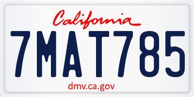 CA license plate 7MAT785