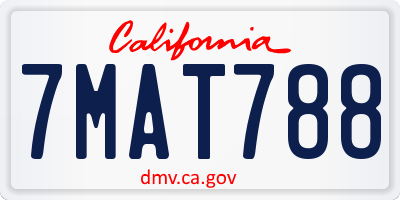 CA license plate 7MAT788