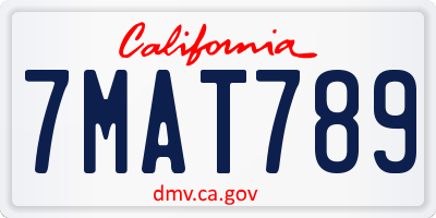 CA license plate 7MAT789