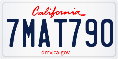 CA license plate 7MAT790