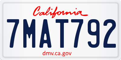CA license plate 7MAT792