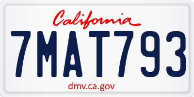 CA license plate 7MAT793