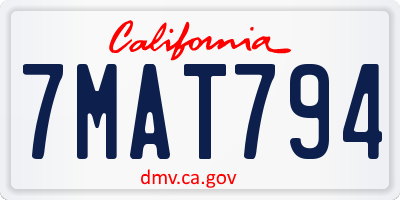 CA license plate 7MAT794