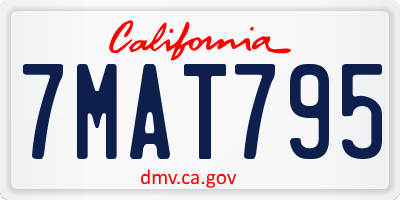CA license plate 7MAT795