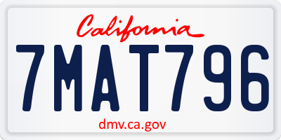 CA license plate 7MAT796