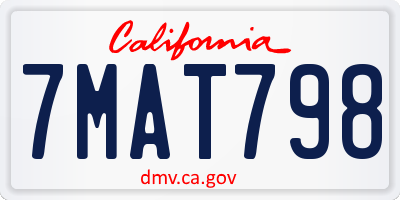 CA license plate 7MAT798