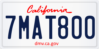 CA license plate 7MAT800