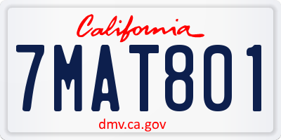 CA license plate 7MAT801