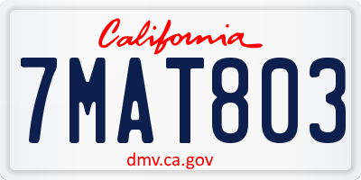 CA license plate 7MAT803