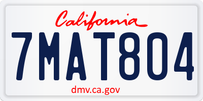 CA license plate 7MAT804