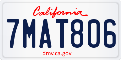 CA license plate 7MAT806