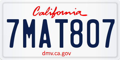 CA license plate 7MAT807