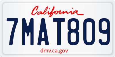 CA license plate 7MAT809