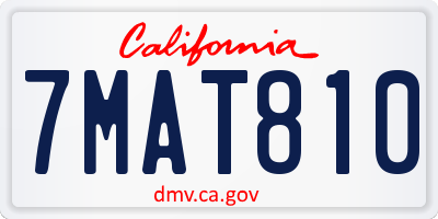 CA license plate 7MAT810