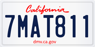 CA license plate 7MAT811