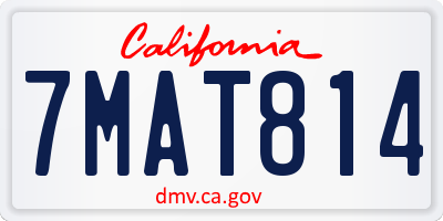 CA license plate 7MAT814