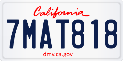 CA license plate 7MAT818