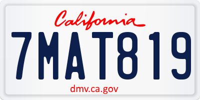 CA license plate 7MAT819