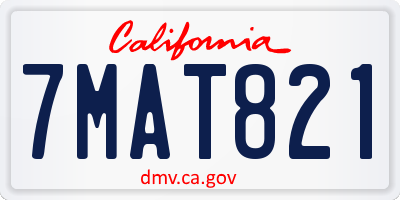 CA license plate 7MAT821