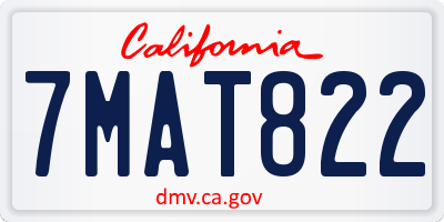 CA license plate 7MAT822