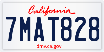 CA license plate 7MAT828