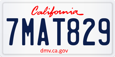 CA license plate 7MAT829