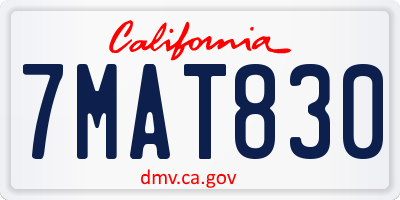 CA license plate 7MAT830