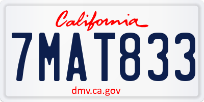 CA license plate 7MAT833