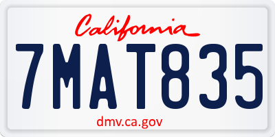 CA license plate 7MAT835
