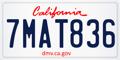 CA license plate 7MAT836