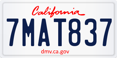 CA license plate 7MAT837