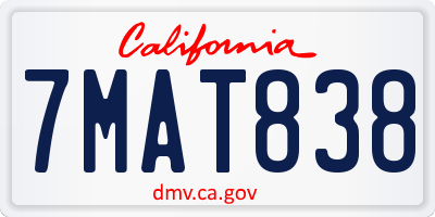 CA license plate 7MAT838