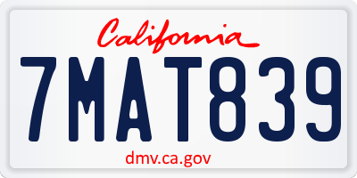 CA license plate 7MAT839