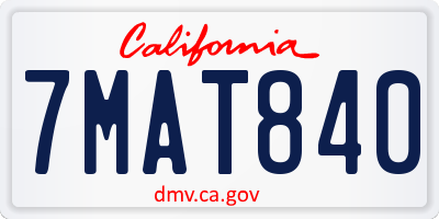CA license plate 7MAT840