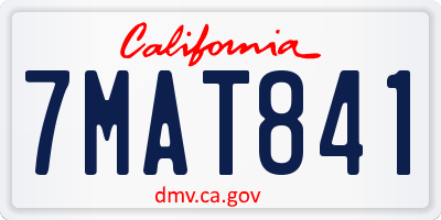CA license plate 7MAT841