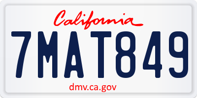 CA license plate 7MAT849