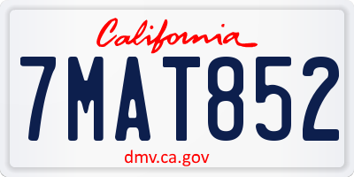 CA license plate 7MAT852