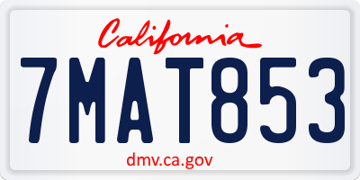 CA license plate 7MAT853