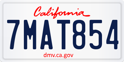 CA license plate 7MAT854