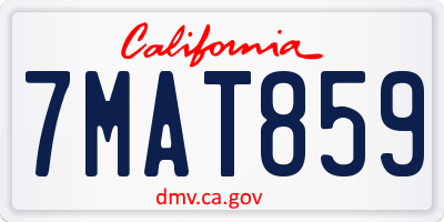 CA license plate 7MAT859