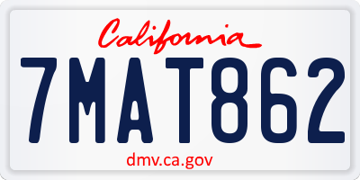 CA license plate 7MAT862