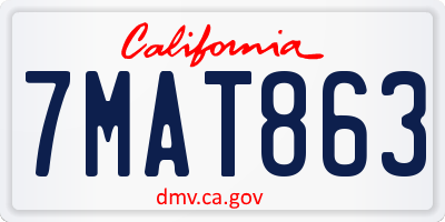 CA license plate 7MAT863
