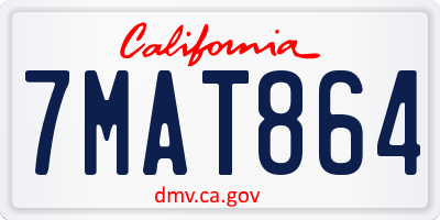CA license plate 7MAT864